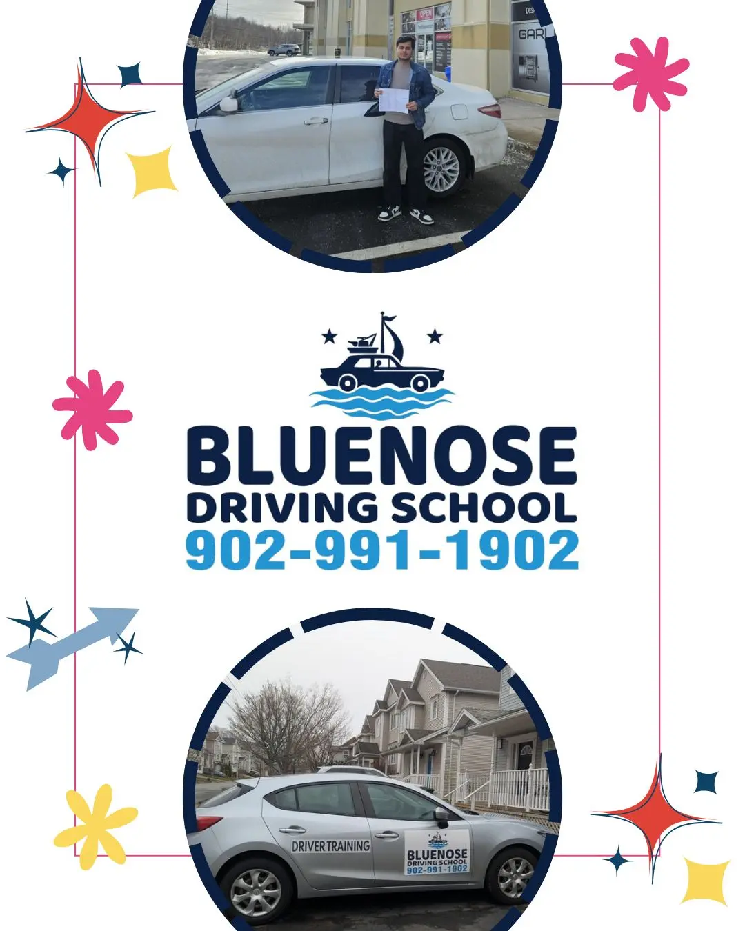 Bluenose student with their road test pass certificate